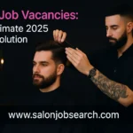 Hairdresser styling client’s hair in a modern salon, showcasing professional hairdressing job environment