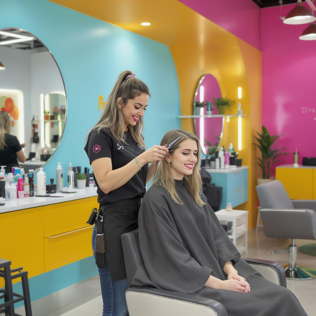 Beauty professionals working in a modern salon