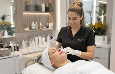 Beautician providing facial treatment in a modern Chandigarh beauty salon — ideal for showcasing job openings in hair, skin, and spa services.