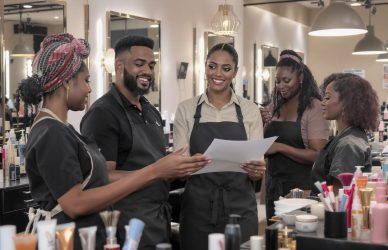 Salon manager supervising beauty staff in a modern Mumbai salon — ideal for promoting leadership and management job openings in the beauty industry.
