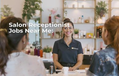 Salon receptionist welcoming a client with a smile at the front desk — ideal for showcasing local front office job vacancies in salons.